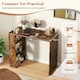 image 4 of COSTWAY Computer Desk Wooden Writing Desk w/Bookshelf Brown