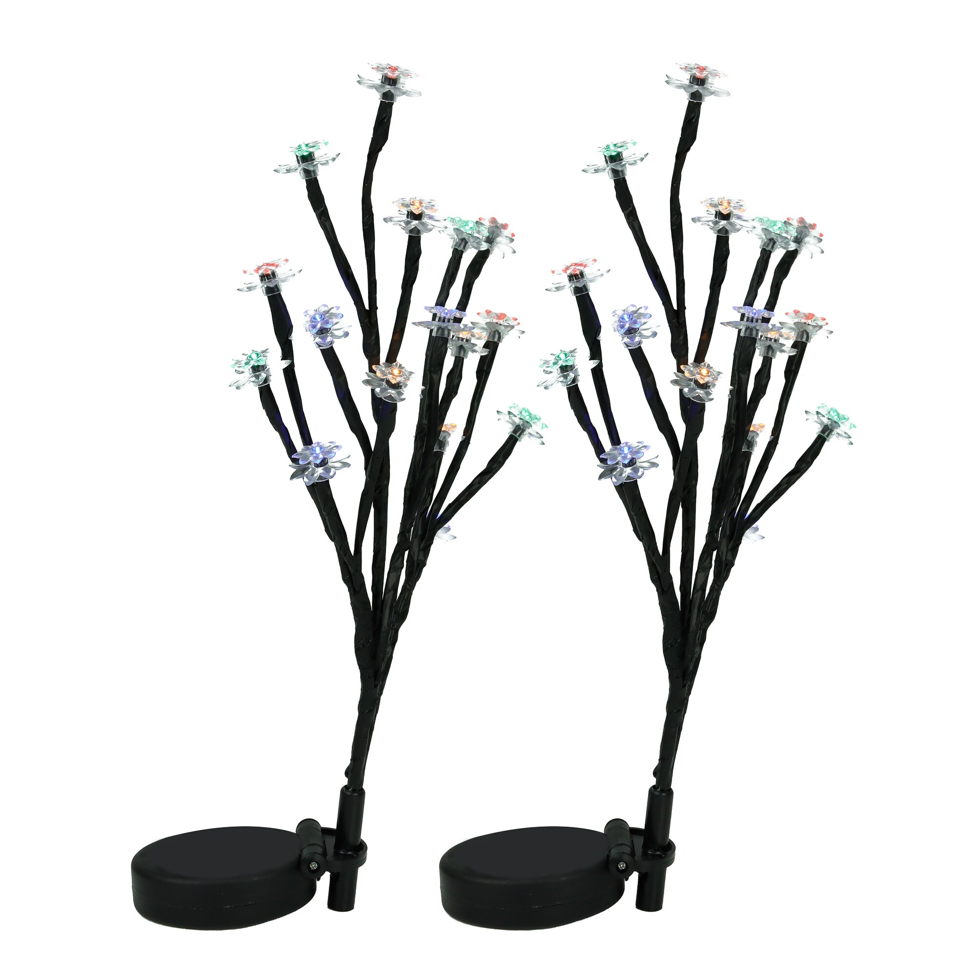 Gardenwize Set of 2 Solar Flower Tree Stake Lights with 16 Multi Colour LEDs