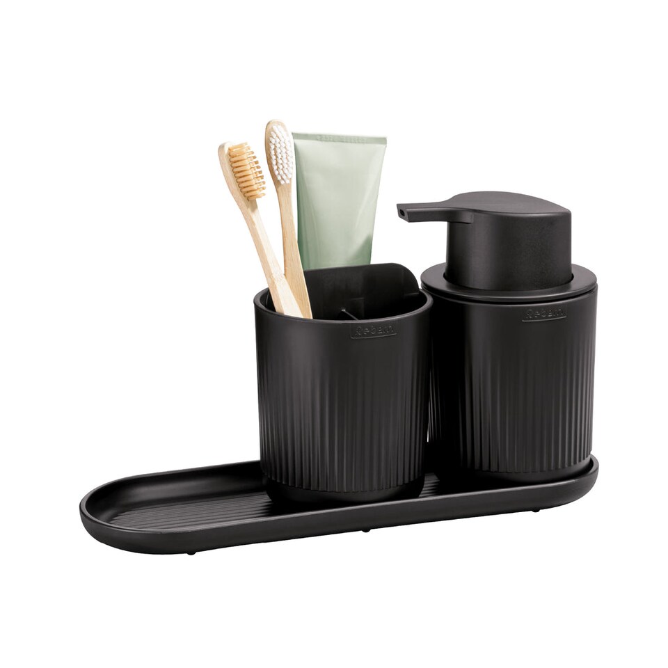 image 1 of ReBorn Recycled Bathroom Set - Storage Tray, Caddy & Soap Pump