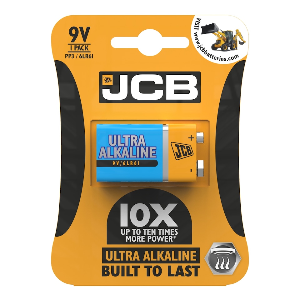 JCB Ultra Alkaline 9V Battery - Pack of 1 | Multi | 9V | 1