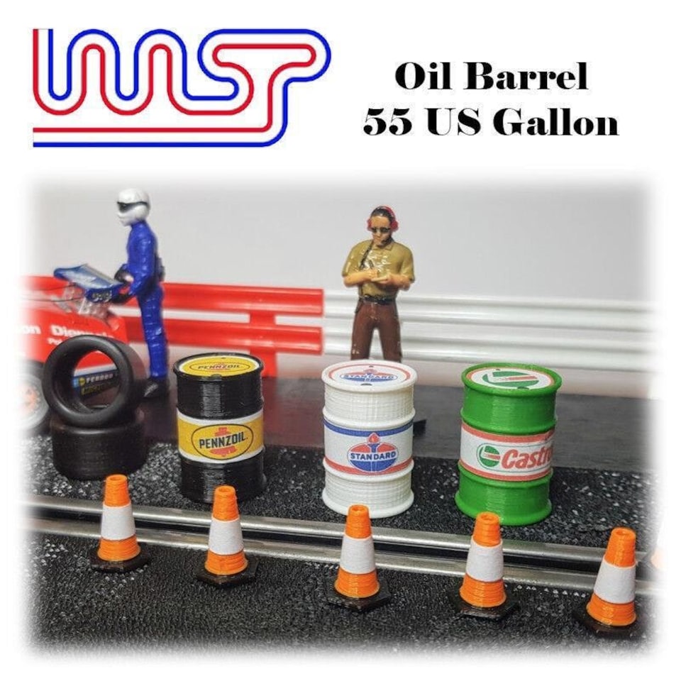 image 1 of Standard 5 x Barrel Drum 1:32 Scale Slot Car Track Scenery Wasp