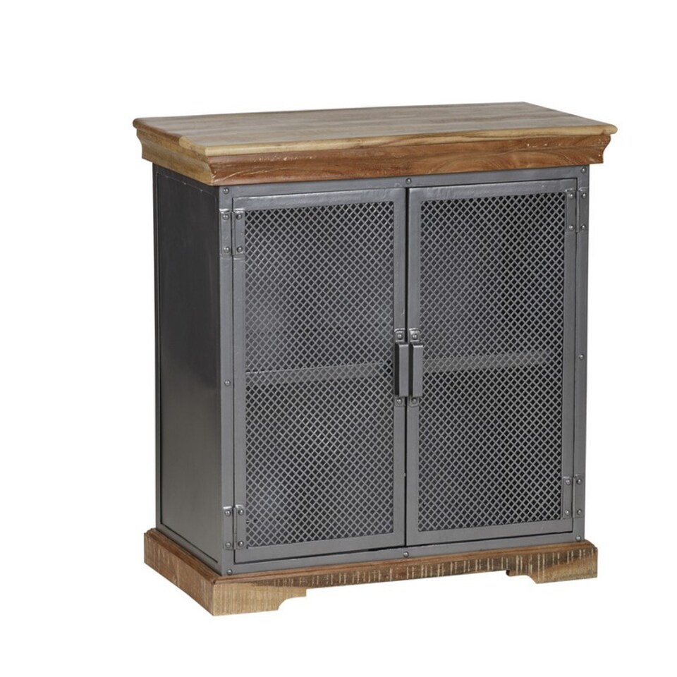 image 1 of Metropolis Industrial Sideboard - Metal/Acacia Solid Wood - L45 x W85 x H85 cm | Brown