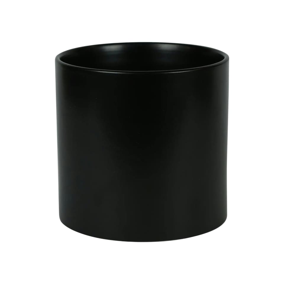 image 1 of Minimalist Matte Black Ceramic Indoor Plant Pot H17 x W17.5cm Black