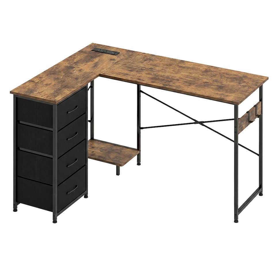 image 1 of Levede Reversible L-shaped Corner Desk 4 Drawers for Office or Gaming
