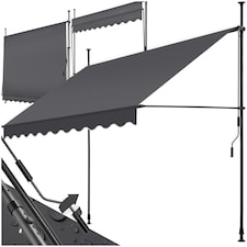 Awning with hand crank - pressure fitted , height adjustable Black | Grey | 180 x 250 cm