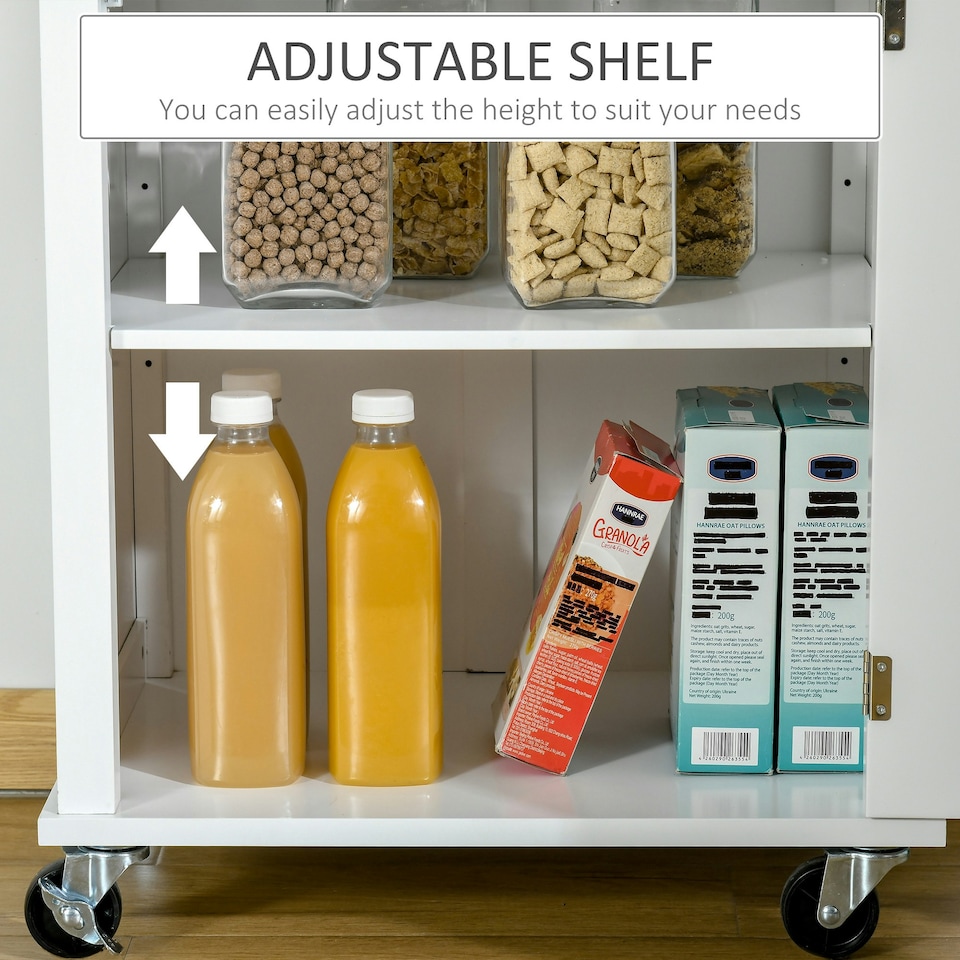 image 1 of HOMCOM Rolling Kitchen Cart Storage Trolley with Drawer Towel Rail White