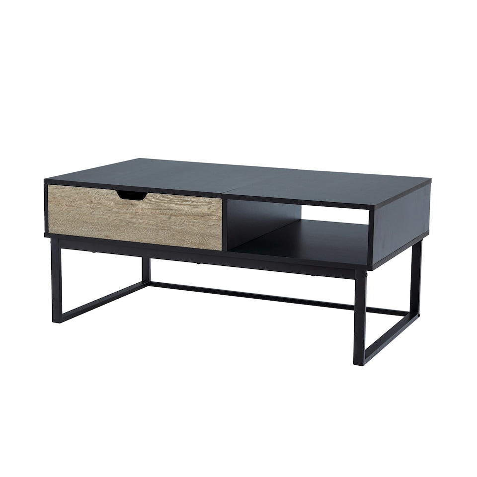 image 1 of Teamson Home Bryson Wooden Coffee Table & Storage, Modern Rectangular Table Desk with Adjustable Lift-Top for Living Room, Reception Room or Study