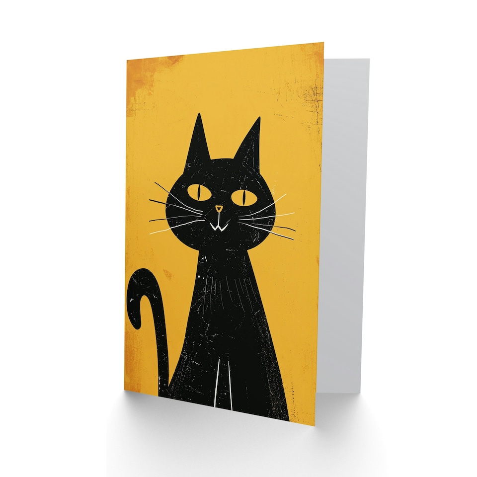 image 1 of Cat Lover Animal Smile Cute Pet Orange Arty Birthday Card