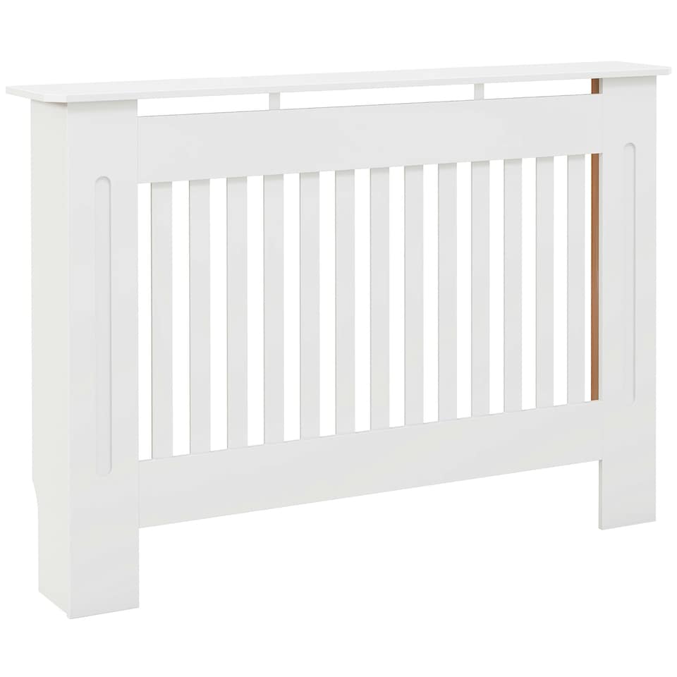 image 1 of HOMCOM Radiator Cover Painted Slatted MDF Cabinet Lined Grill 112x19x81cm