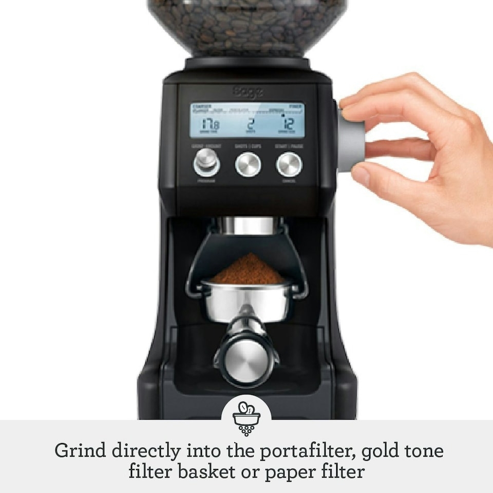 image 1 of Sage The Smart Grinder Pro, Conical Burr Coffee Grinder - Programmable, Automatic, Black Truffle