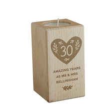 Personalised Anniversary Wooden Tealight Holder | Brown