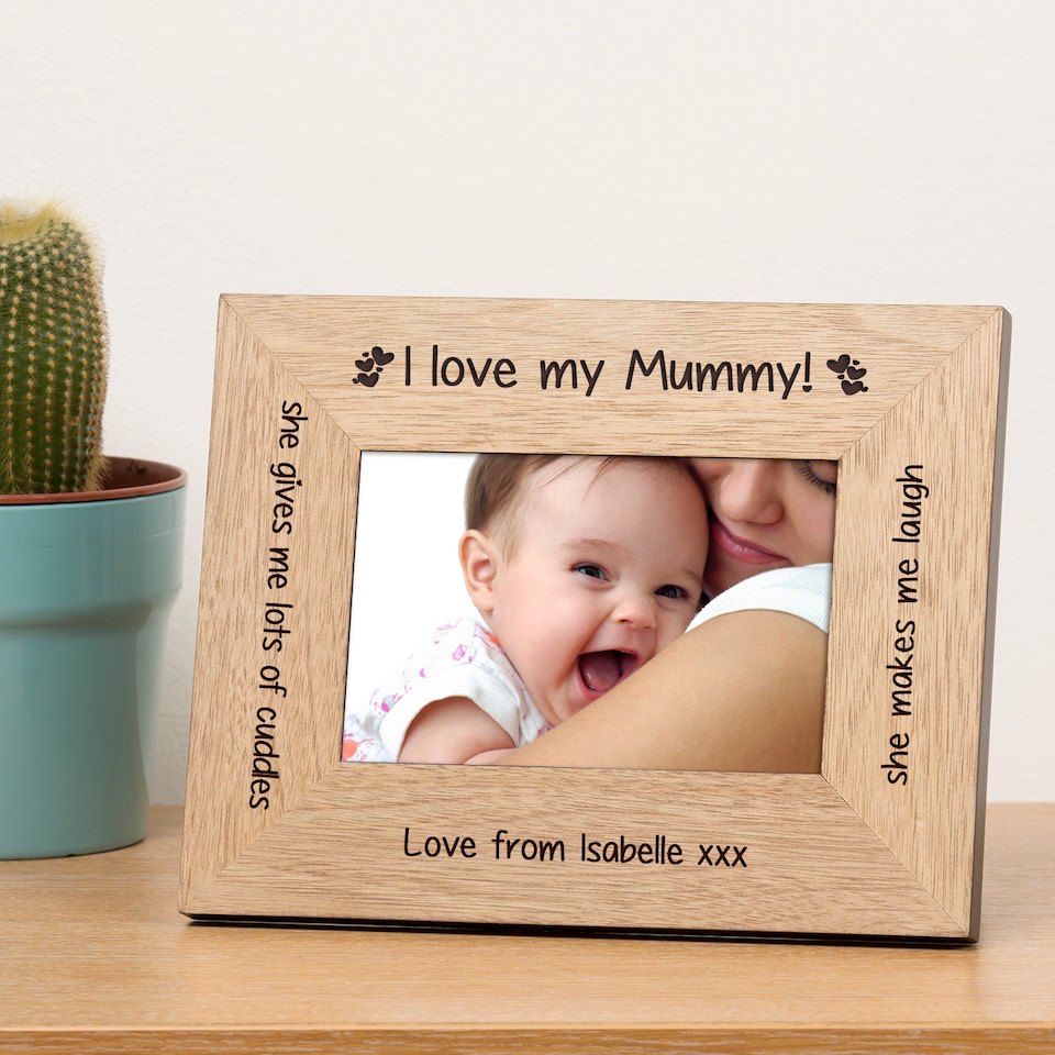 image 1 of Personalised I love my Mummy Wood Picture Frame 6 x 4 Mothers Day