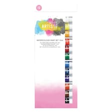 Artiste Watercolour Paint Set, Multicoloured, Set of 12, 12ml