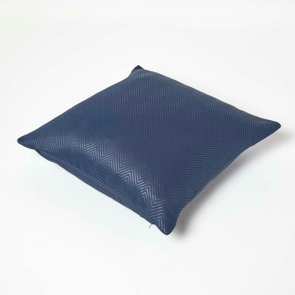 image 1 of Homescapes Navy Blue Herringbone Chevron Cushion Cover Cover - 45 x 45 cm | Blue | Navy Blue | 45 x 45 cm