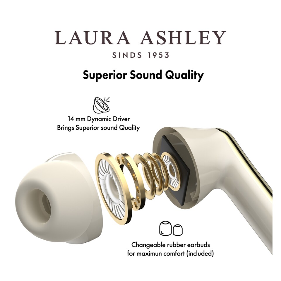 image 1 of Laura Ashley Wild Meadow 'Skylark' True Wireless Earbuds with HD Microphone and Charging Case