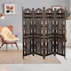 image 4 of 4 Panel Heavy Duty Carved  Screen Wooden Bells Design Room Divider Dark Brown 200 x 180 cm | Brown | Dark Brown | 200 x 180 cm