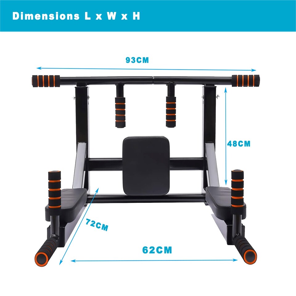 image 1 of Gr8 Home Pull Up Bar Dip 2in1 Wall Mounted Home Gym Chin Up Cross Fit Multi Grip Workout