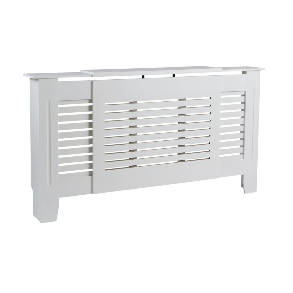 image 1 of Extending Radiator Cover Adjustable Wooden MDF Slatted Grill | White