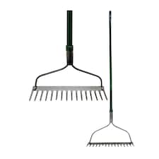 16 Teeth Carbon Steel Bow Rake Shaft Garden Handle Leaf Lawn Metal Head