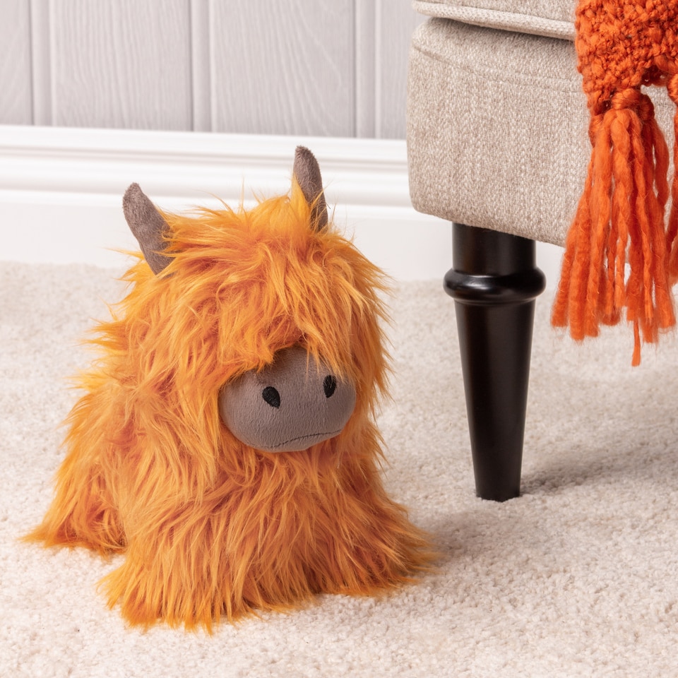 image 1 of Paoletti Highland Cow Faux Fur Novelty Door Stop