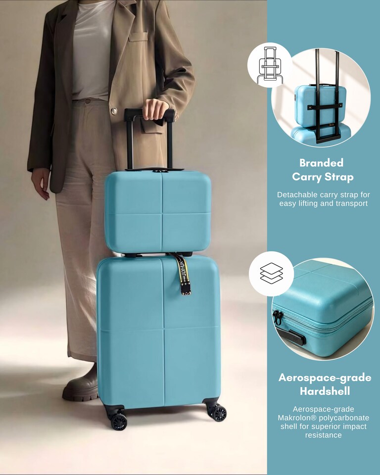 image 1 of Premium 100% Makrolon PC 2 PCS Suitcase Set | Vanity + Cabin Luggage