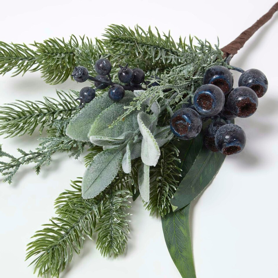 image 1 of Homescapes Artificial Large Blueberry Stem, 45 cm