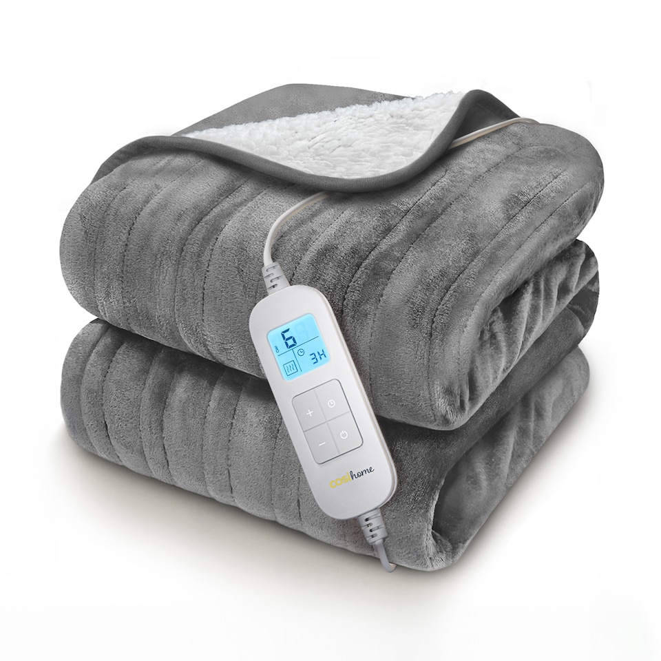 image 1 of Cosi Home Fleece & Sherpa Electric Heated Throw - Grey
