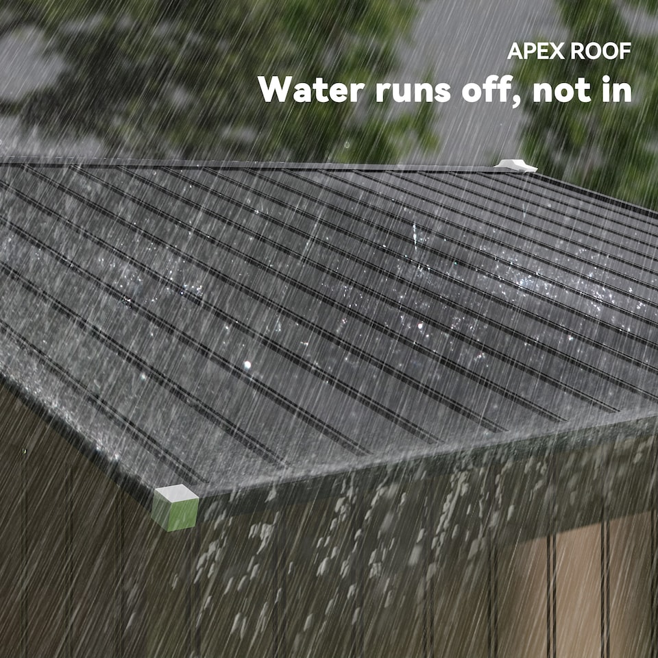 image 1 of Outsunny 9 x 6ft Metal Garden Shed, Outdoor Storage Tool House with Ventilation Slots, Foundation Kit and Lockable Double Doors, Brown