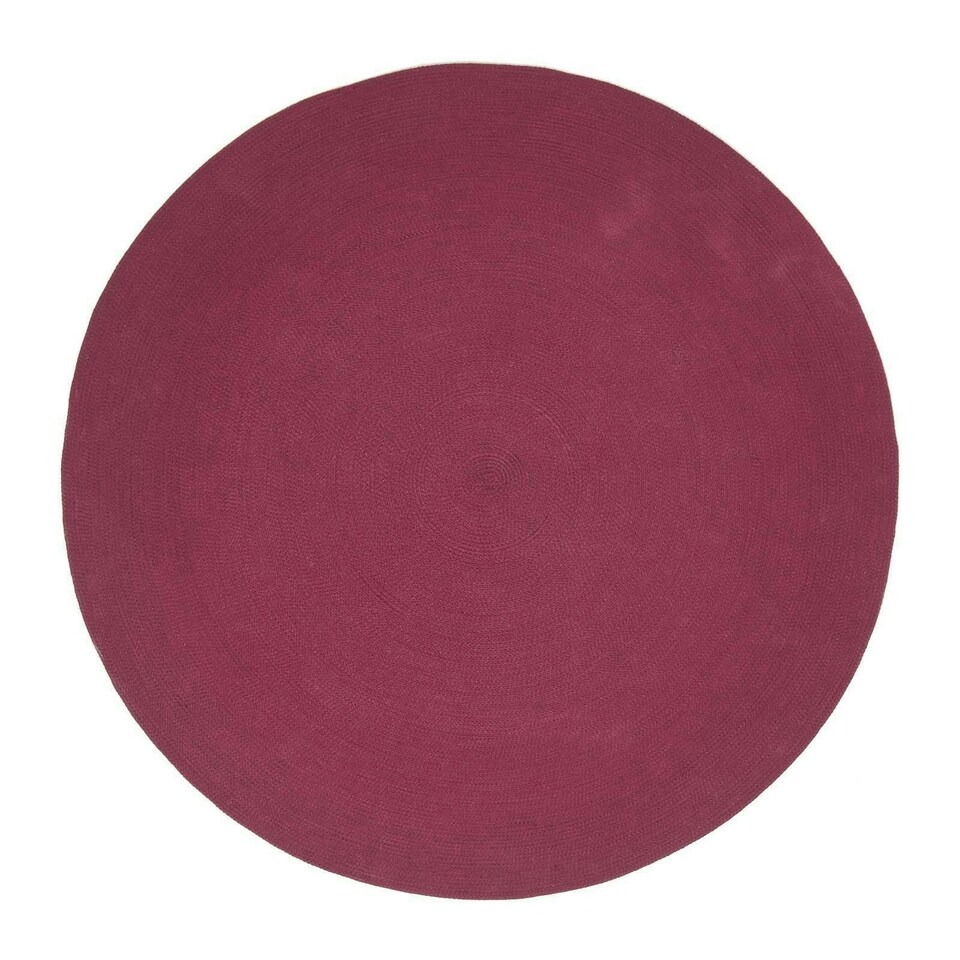 image 1 of Homescapes Plum Handmade Woven Braided Round Rug - 120 cm Purple | 120 cm Round