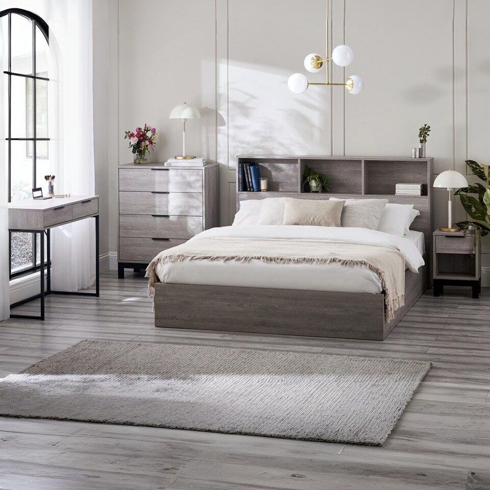 image 1 of Bali 2 Drawer Desk/Dressing Table - Grey Oak Effect