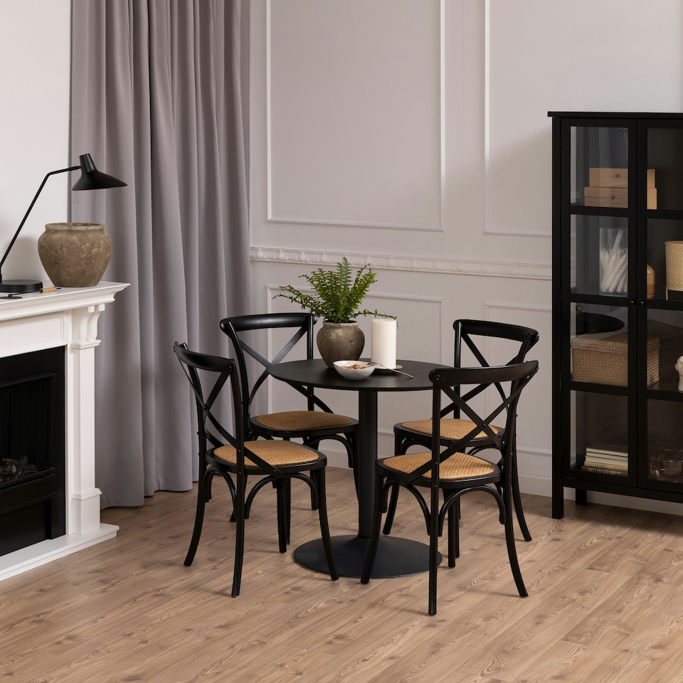 image 1 of Ibiza Small Round CafÃƒÂ© Table with Black Ash Top and Matt Black Base