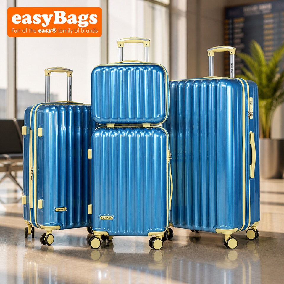 image 1 of Fergana 4 Piece Polycarbonate Hard Shell Luggage Set Lightweight Spinner Suitcases TSA Lock Baby Blue