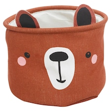 2 Pc Kids Animal Character Storage Baskets Toys Space Saving Organiser Hampers | Brown | Brown Bear