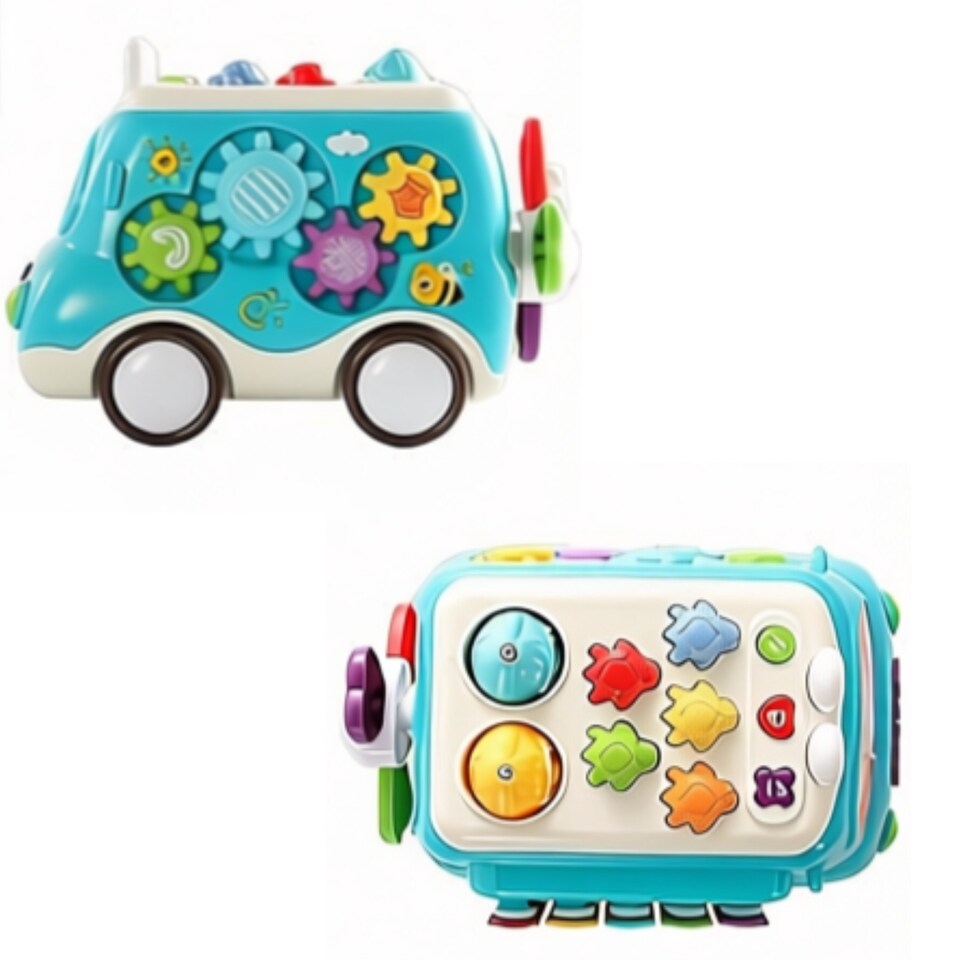 image 1 of Interactive Learning Bus Toy – Multi‑Function Activity Car with Lights, Music, Tools & Gears – Educational Sensory Toy for Toddlers