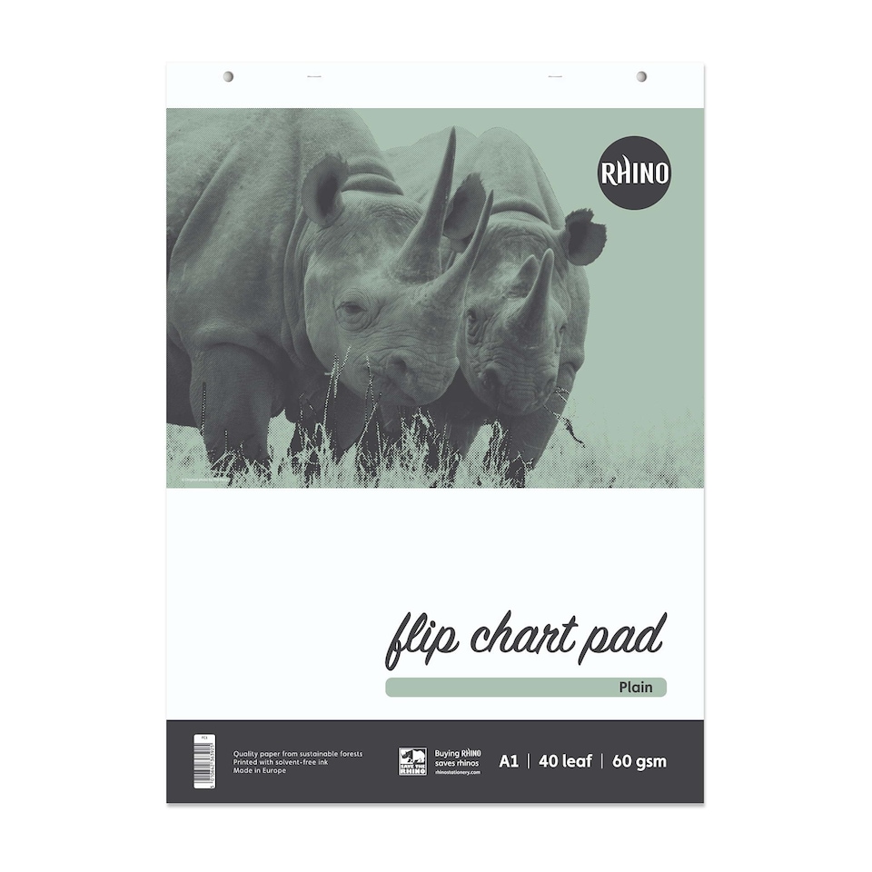 image 1 of Rhino A1 Flip Chart Paper Pad Plain Unruled Grey 80 Page 1 Pack