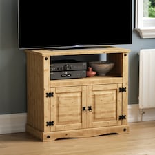 Vida Designs Corona Straight TV Unit Stand, Solid Pine Wood