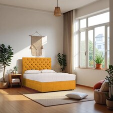 Athens Plush Bed Set With Mattress, 2 Drawers Same Side & 24"Headboard