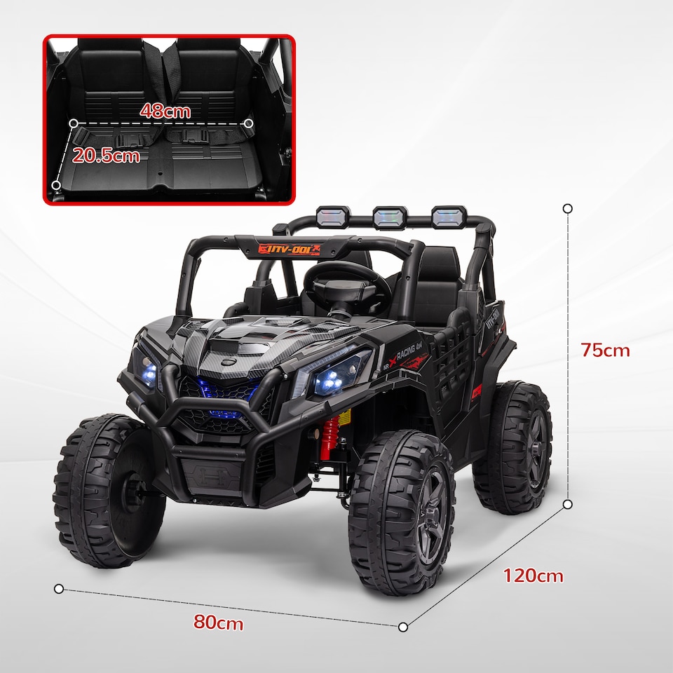 image 1 of AIYAPLAY 2 Seater 24V Kids Electric Car w/ Remote Control, Black