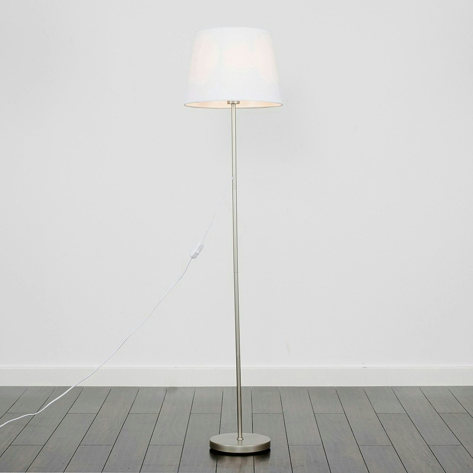 image 1 of ValueLights Charlie Chrome Floor Lamp with Black Shade