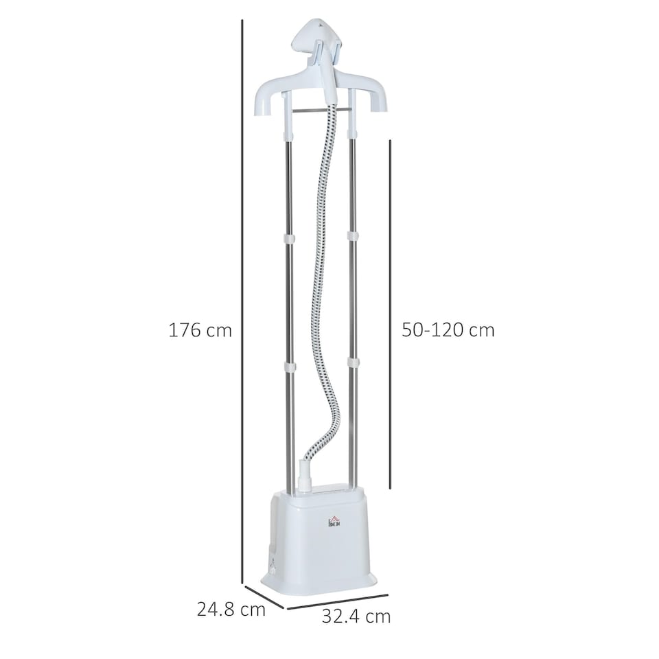 image 1 of HOMCOM Upright Garment Clothes Steamer w/ 6 Steam Setting 1.7L Water Tank