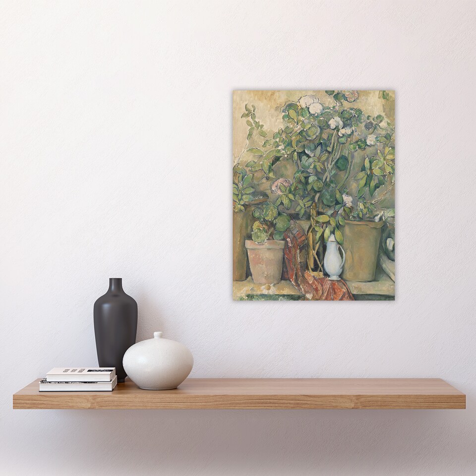 image 1 of Terracotta Pots and Flowers Paul Cezanne Wall Art Poster Print 12X16"