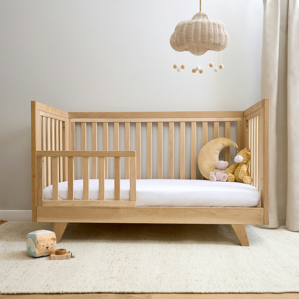 image 1 of Clair de Lune Oak Cot Bed and Extension Kit Bundle