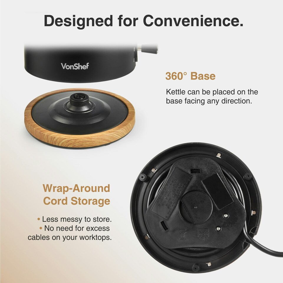 image 1 of VonShef 3000W Kettle and 1500W Toaster Bundle Set Black