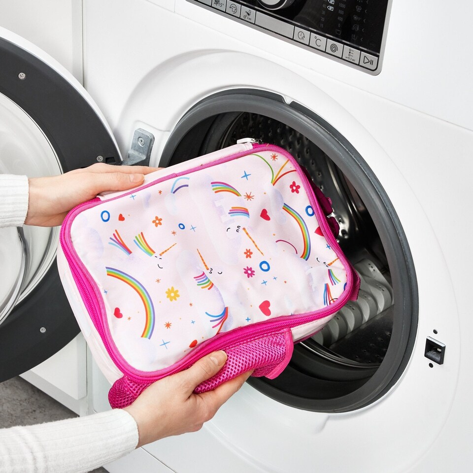 image 1 of Lunch Bag, Insulated, Medium | Pink | Unicorn Rainbows