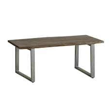 Linden Live Edge Wood and Metal Coffee Table Brown