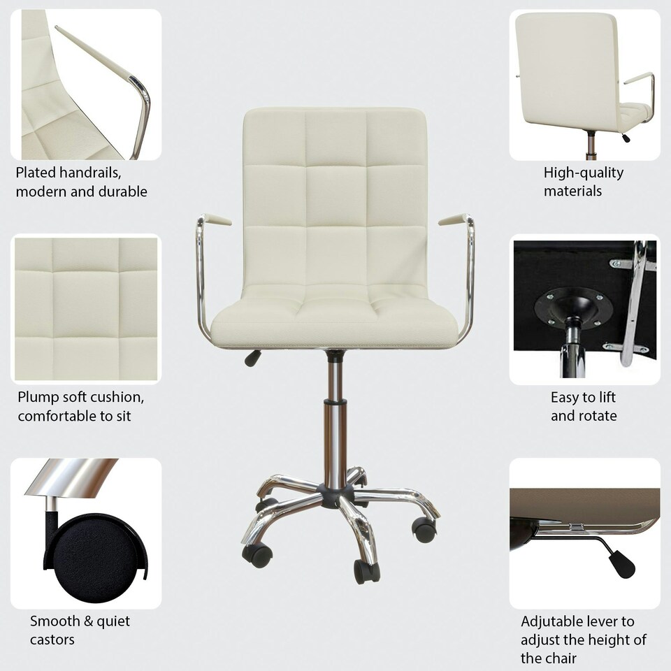 image 1 of Vida Designs Calbo Office Chair Computer Desk Table Chair, Beige
