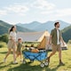 image 10 of Outsunny Folding Outdoor Storage Trolley Cart Bag Telescopic Handle Brakes Blue