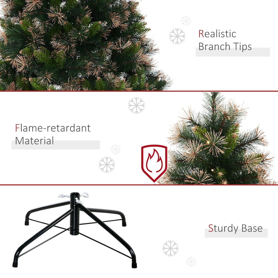 image 1 of HOMCOM 6FT Pre-Lit Christmas Tree Artificial Spruce Tree Holiday Décor Stand