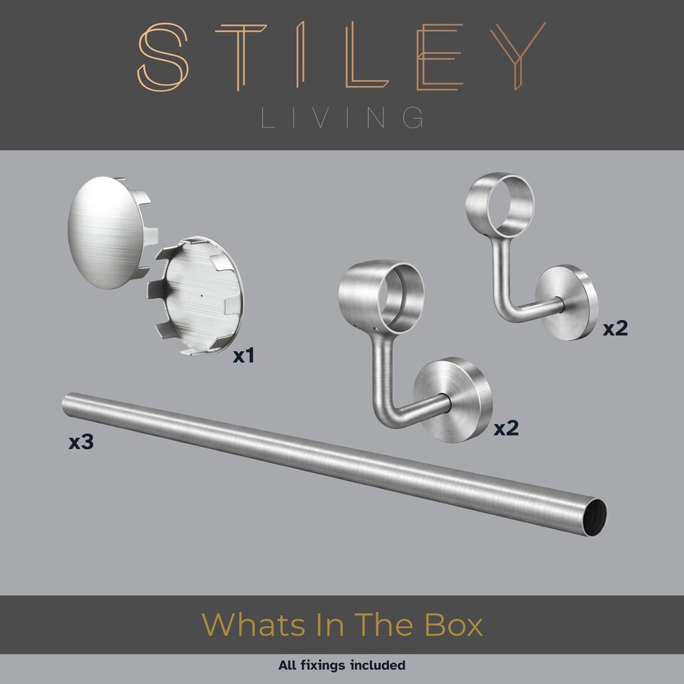 image 1 of Stiley Living Wall Mounted Handrail Kit, Banister System with Brackets and Fixings