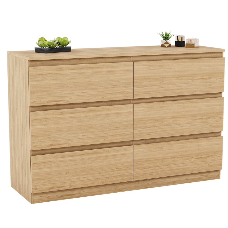 image 1 of Vida Designs Denver 6 Drawer Chest of Drawers Bedroom Storage, Pine